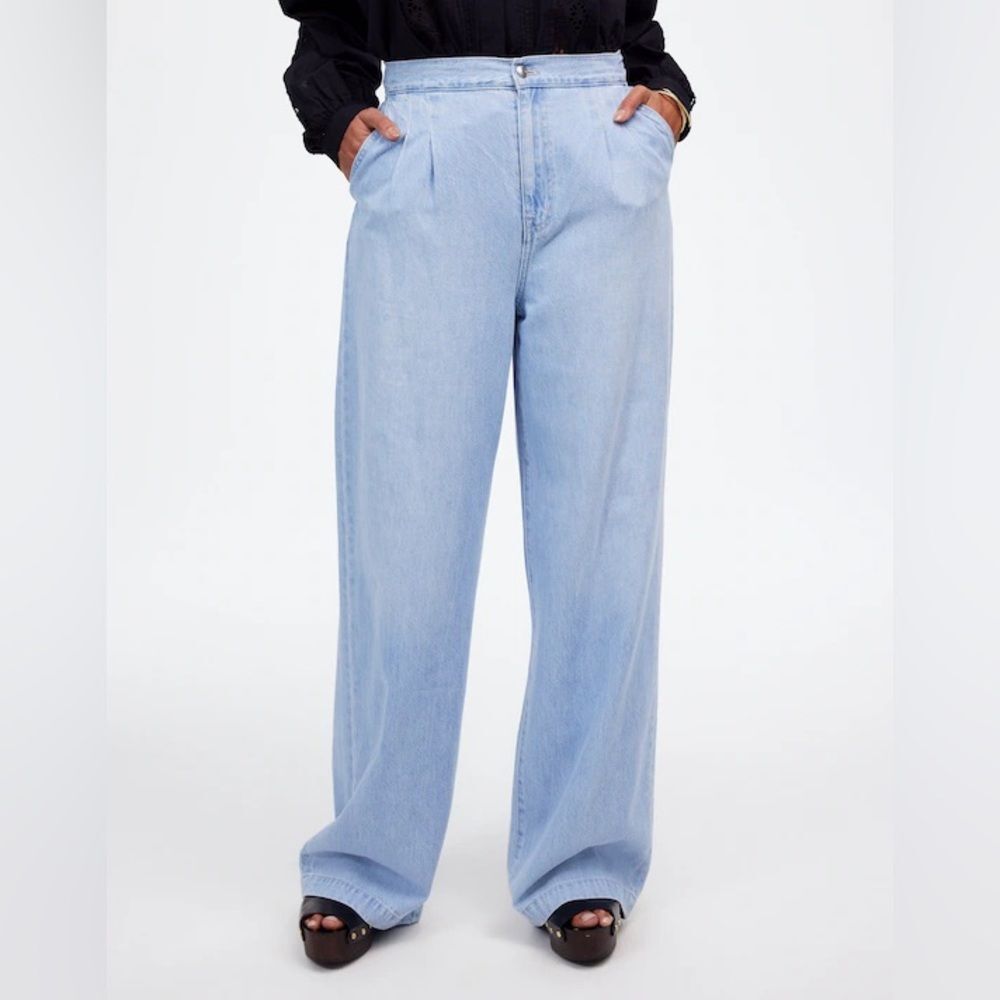 Madewell NWT Curvy Harlow Wide Leg Denim Trouser Size 30 Noll Wash Airy Denim Ed